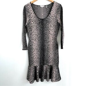 Rebecca Taylor sleek combo animal print knit sweater dress